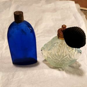 VINTAGE Evening in Paris Perfume & Cut Glass Atomizer Bottles Blue